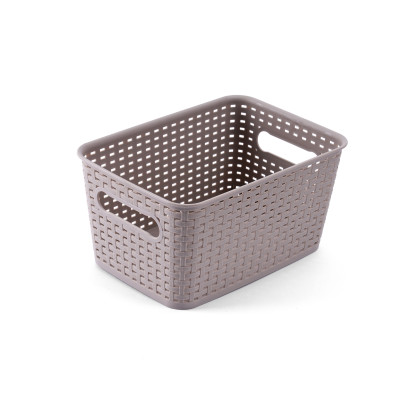 Giỏ nhựa mây tre đan đựng đồ có nắp đậy, giỏ đựng đồ đa năng, rổ nhựa (28.5*20*13.8cm). Phân phối bởi Cobi Home.