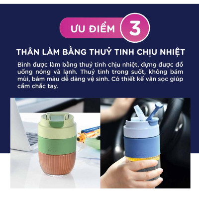 Ly Thủy Tinh Có Nắp Luminarc Coffee Cup Green 350ML - V2210