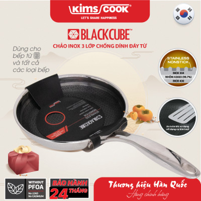 [GIÁ SỐC] CHẢO KHẮC VÂN BLACK CUBE Kims Cook B120C - Chống dính và trầy xước - Chất lượng cao - Dùng cho mọi loại bếp