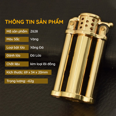 Vỏ Hột Quẹt Bật Lửa Xăng Đá Zorro Z628 Thiết Kế Đẹp Độc Lạ - Dùng Xăng Bấc Đá Cao Cấp