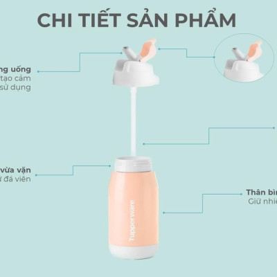 Bình nước giữ nhiệt 330ml có ống hút Mini Lohas - Tupperware chính hãng