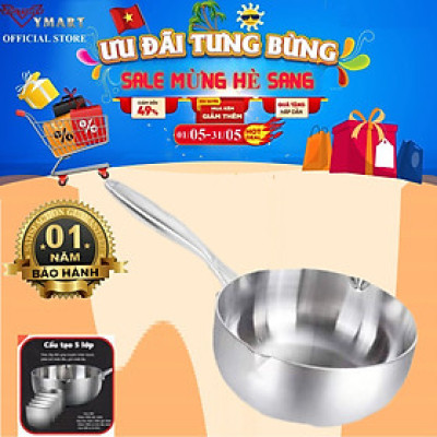 Chảo Tuyết Nguyên Khối SEKA, Chảo Inox Nguyên Khối Chống Dính, Đáy Từ 22, 24, 26cm Dùng Được Mọi Loại Bếp - Hàng Chính Hãng
