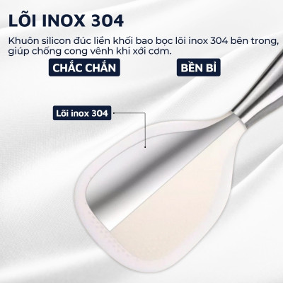 Muỗng xới cơm chống dính tay cầm inox 304 DandiHome