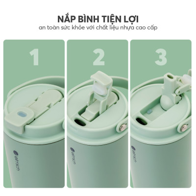 Ly giữ nhiệt Elmich EL8312 600ml, Hàng chính hãng, có ống hút, quai xách, đế chống trượt - JoyMall