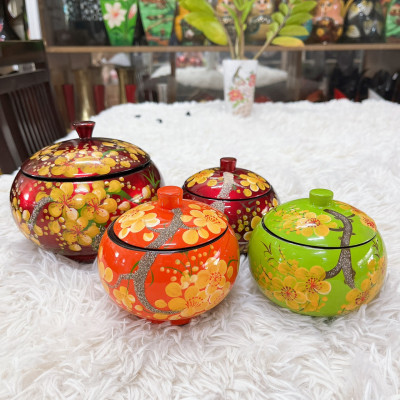 Hủ Cam Sơn Mài Cao Cấp Đựng Bánh Kẹo. Trang Trí Bàn Văn Phòng, Phòng Khách, Quà tặng ý nghĩa