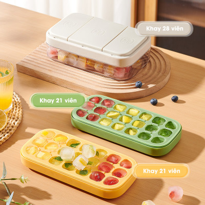 Khay Đá Tủ Lạnh Nhựa PP Cao Cấp Thông Minh Xả Đá Sau 1 Lần Nhấn, An Toàn Sức Khoẻ
