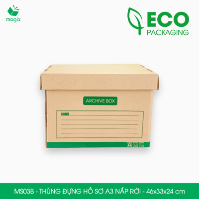 MS03B - 46x33x24 cm - Bộ 5 thùng đựng hồ sơ A3 nắp rời 