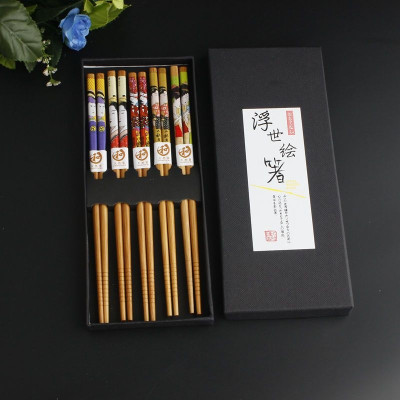 Combo 02 Set đũa tre Tanaka in họa tiết hoa văn tinh xảo - Nội địa Nhật Bản (Set 05 đôi)