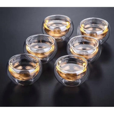 Bộ ấm trà thủy tinh tay vồng 60ml kèm khay và đế đun