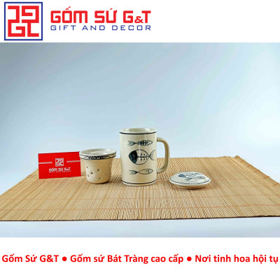 Cốc lọc trà vẽ xương cá