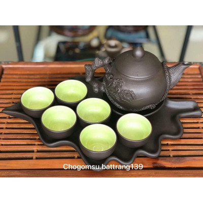 Bộ ấm trà tử sa đắp nổi đẹp loại 1