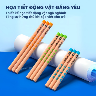 Bút Chì 2B 4B 6B Mideer cho bé tập viết cạnh tam giác Thick Triangular Pencils
