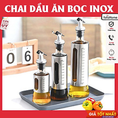 Chai Đựng Dầu Ăn Nước Mắm, Bình Rót Dầu Ăn Nước Mắm Thủy Tinh Bọc Inox Cao Cấp Đủ Dung Tích 200-300-500ml