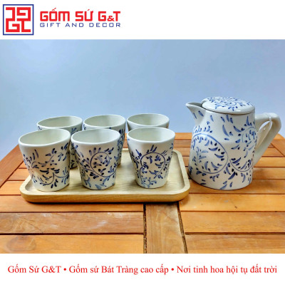 Bộ tích trà vẽ hoa dây xuất Nhật Gốm Sứ G&T