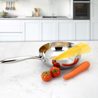 Chảo sâu lòng Inox 304 đúc liền khối 3 lớp miệng rót Kalpen Zenger 28cm, bảo hành 5 năm