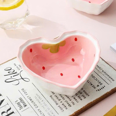 Chén Bát Sứ Hình Trái Tim Cao Cấp – Bát Sứ Kèm Thìa Trang Trí Decor Đẹp - HÀNG CHÍNH HÃNG MINIIN