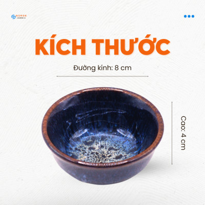 Bát Nước Chấm Tròn D8H4 Xanh Cẩm Lai, Gốm Sứ Cao Cấp Bát Tràng, Bát Nước Chấm Tiện Lợi