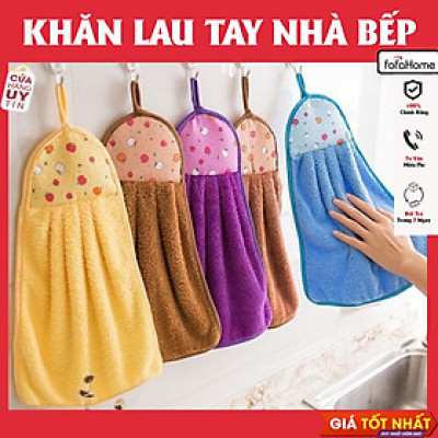 Khăn Lau Tay Có Móc Treo Dùng Trong Nhà Bếp, Khăn Lau Tay Bếp Vải Cotton Mềm Mại Siêu Thấm Hút Giao Màu Ngẫu Nhiên