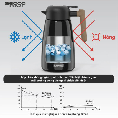 Bình giữ nhiệt pha trà Inox 304 B11 dung tích 1000ml bảo hành 12 tháng