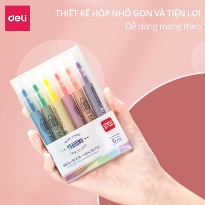  Bút dấu dòng dạ quang Deli – 6 chiếc/ hộp - S624