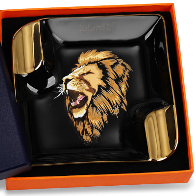 Gạt Tàn Xì Ga 2 Điếu YJA-0018 Họa Tiết Vua Sư Tử Độc Đáo