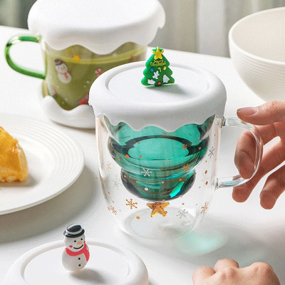 Ly Thủy Tinh 2 Lớp Hình Cây Thông Cách Nhiệt Cao Cấp