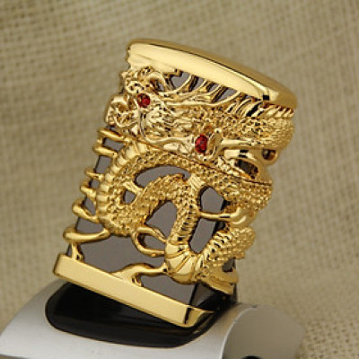 Vỏ Hột Quẹt Bật Lửa Chief CF0962J Họa Tiết Rồng Cuộn Ngọc Đỏ Đẹp Độc Lạ - Dùng Xăng Bấc Đá Cao Cấp