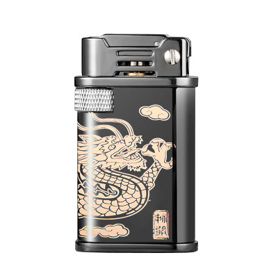 Vỏ Hột Quẹt Bật Lửa Xăng Đá Chief CF218 Đánh Đá Tự Động Hình Rồng Đẹp Độc Lạ Nhiều Màu - Dùng Xăng Bấc Đá Cao Cấp