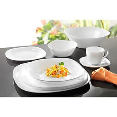 Bộ chén đĩa thủy tinh vuông Parma 12 món 