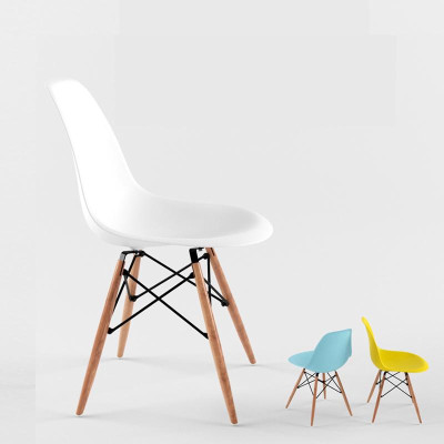 Ghế Eames chân gỗ đan IBIE nhiều tùy chọn