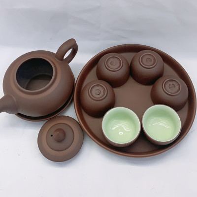 Bộ ấm chén pha trà khèm khay sứ pha trà truyền thống - ANTH688