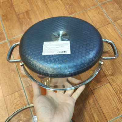Nồi Inox 304 đúc liền khối Vincent chống dính Blackcube 2 mặt 24cm