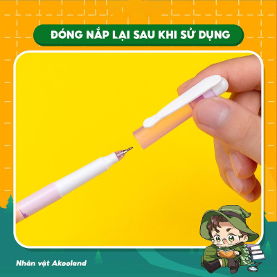 Hộp 10 Bút Lông Kim 0.3 mm - Nhân Vật Akooland Tahi - Thiên Long FL-04/AK - Mực Tím