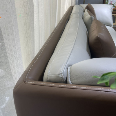 Combo ghế sofa băng da bò Italy Juno sofa màu xám SFBCT11 2m4 /1m2 hàng cao cấp chuẩn da bò nhập khẩu Ý