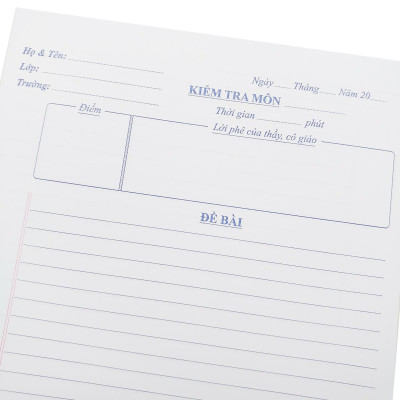Giấy Kiểm Tra - Kẻ Ngang 7mm - 175 x 250 mm - 70gsm - Deli CN602 (25 Tờ Kép)
