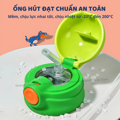Bình nước giữ nhiệt cho bé có ống hút, quai đeo đi học Mideer Vacuum Insulated Bottle