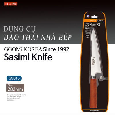 [HÀNG CHÍNH HÃNG] Dao thái Sasimi GGOMi Hàn Quốc GG315 dài 28cm, lưỡi 26cm bằng thép không gỉ, cắt, thái, lọc vảy cá