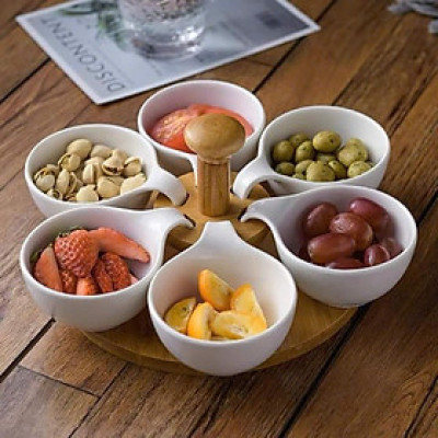 Set hũ JIALICMJ chia đĩa đựng trái cây , gia vị trà chiều snack đĩa Bắc Âu có chân đế Hàng chính hãng