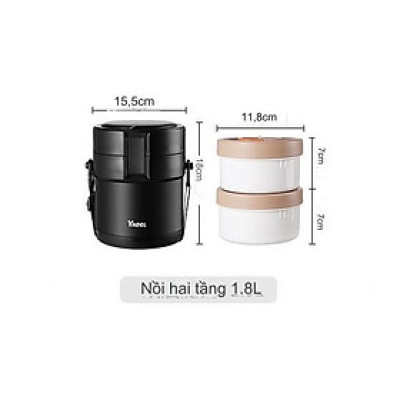 Hộp Cơm Giữ Nhiệt YADEL phong cách Nhật Bản, Inox 304 Chống Tràn Cách Nhiệt 6 Lớp, Chống Bỏng 2 Lớp, Giữ nhiệt lên tới 12h + Tặng đũa thìa inox - Hàng nhập khẩu