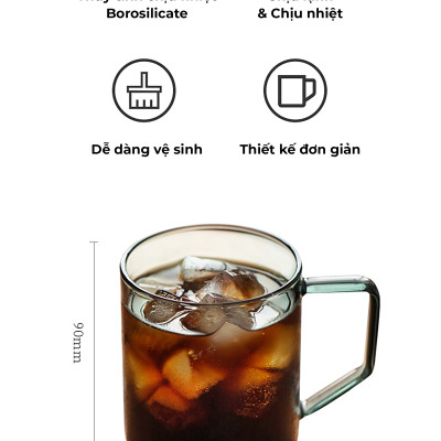 Ly thủy tinh uống trà cà phê 360ml CAFE DE KONA