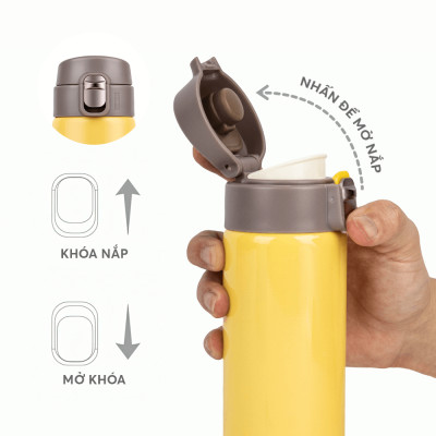 Bình giữ nhiệt nắp bật Elmich EL8295Y 500ml - màu vàng