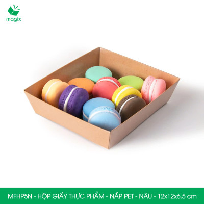 MFHP5N - 12x12x6.5 cm - 25 hộp giấy nắp PET kraft nâu đựng thực phẩm, thức ăn mang đi