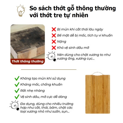 Thớt tre trúc tự nhiên ECO an toàn cho người sử dụng, thân thiện với môi trường, decor nhà bếp phong cách vintage- Bamboo Cutting board 