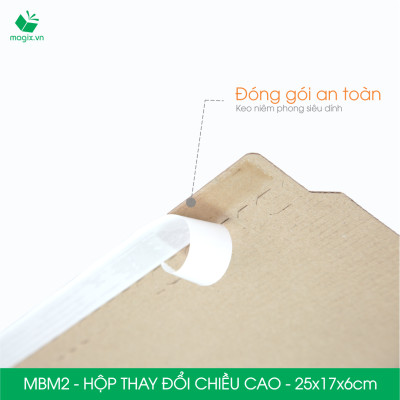 MBM2 - 25x17x6cm - Combo 60 Hộp carton thay đổi chiều cao - Thùng carton đóng hàng