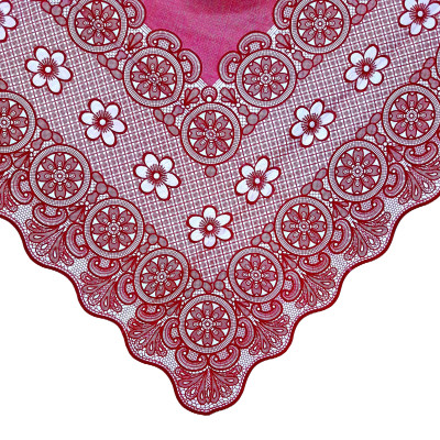Khăn trải bàn PAULEE - 856B (150cm x 264 cm) KHÔNG THẤM NƯỚC - HOA VĂN ĐỎ ĐÔ.