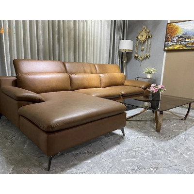 Sofa góc L da bò Italy Tundo màu nâu – SFLCT08 2m6 hàng cao cấp chuẩn da bò nhập khẩu Ý