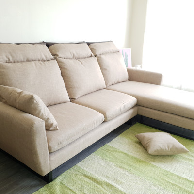 Sofa bed góc L Juno sofa màu xám, kem