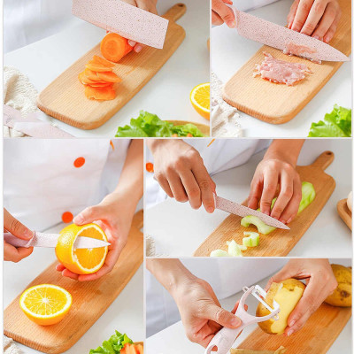 Bộ dao lúa mạch cao cấp 6 món chuyên dụng cho nhà bếp KITCHEN KINFE, siêu sắc kháng khuẩn, dao đa năng, lưỡi dao đúc thép không rỉ, full hộp Hàng nhập khẩu