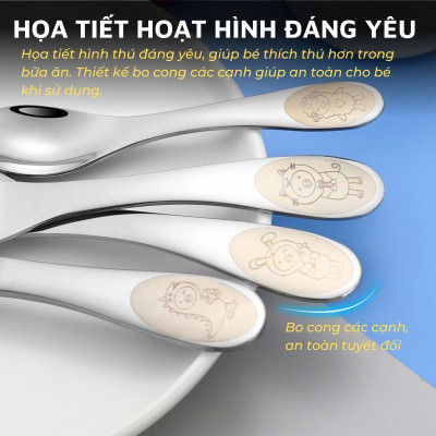 Bộ dao thìa nĩa tập ăn cho bé DandiHome inox 304 cao cấp - Có các lựa chọn