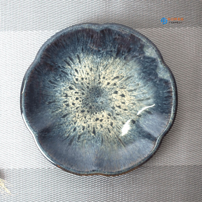 Đĩa hoa anh đào men cẩm lai Sapphire hỏa biến Gomie Ceramic Bát Tràng, men hỏa biến cao cấp, an toàn sức khỏe